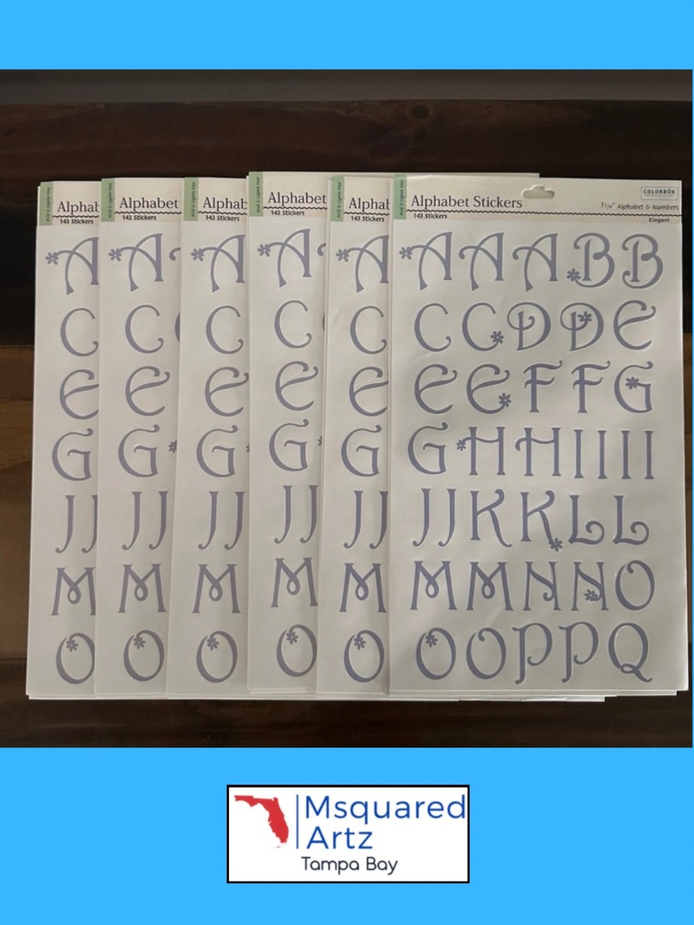 Colorbok Elegant Alphabet Stickers Lot of 6 Lavender Letter Packs 1.25 Inch